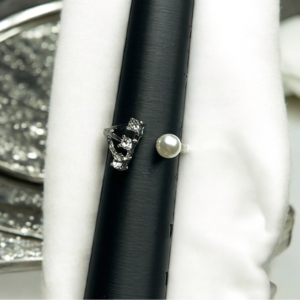 Silver CZ Pearl Ring